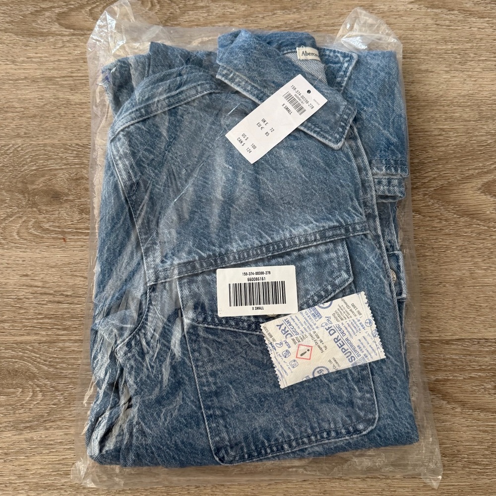 Abercrombie & Fitch Denim Shirt Dress XS Medium Wash Button Front Mini NWT - Picture 6 of 10